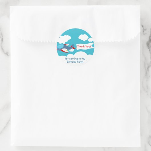 かわいい小さな飛行機の男の子誕生日シール ラウンドシール (バッグ)