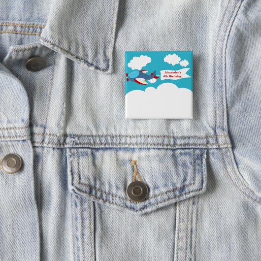 かわいい小さな飛行機の男の子誕生日ボタン 缶バッジ (インサイチュ)