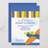 かわいい小さな飛行機の誕生日パーティーの招待 招待状 (正面/裏面)