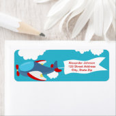かわいい小さな飛行機ボーイ誕生日住所 シール (インサイチュ)