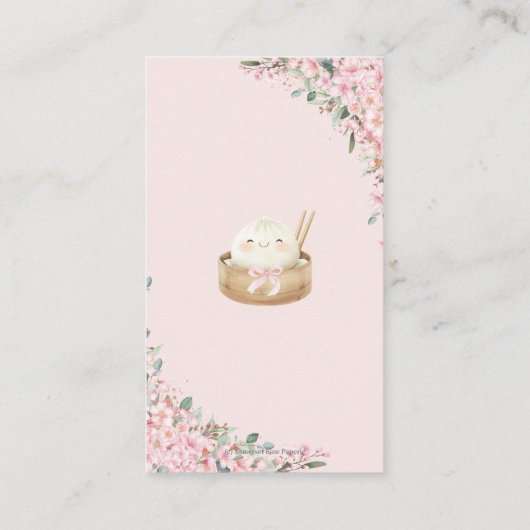 かわいい小さな餃子さくらんぼ花咲おむつラッフル エンクロージャーカード (裏面)
