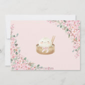 かわいい小さな餃子さくらんぼ花咲く1st誕生日 招待状 (裏面)