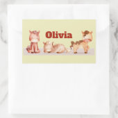 かわいい小さな馬の動物の名前をカスタムするパーソナル 長方形シール (バッグ)