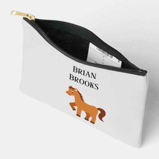 かわいい小さな馬の名前をカスタムする アクセサリーポーチ (見開き)