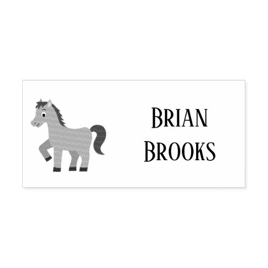 かわいい小さな馬の名前をカスタムする ラバースタンプ (インプリント)