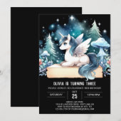 かわいい小さな馬の誕生日 招待状 (正面/裏面)