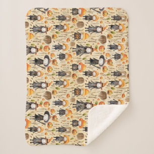 かわいい小さな魔女とカボチャのハロウィーンをテーマにした シェルパブランケット