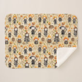 かわいい小さな魔女とカボチャのハロウィーンをテーマにした シェルパブランケット (正面(横))