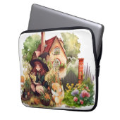 かわいい小さな魔女とキツネエレクトロニクスバッグ ラップトップスリーブ (正面左)