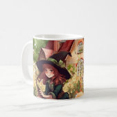 かわいい小さな魔女とキツネマグ コーヒーマグカップ (正面左)