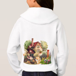 かわいい小さな魔女とキツネ |