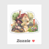 かわいい小さな魔女とキツネ |ステッカー シール (シート)