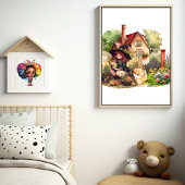 かわいい小さな魔女とキツネ ポスター