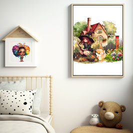 かわいい小さな魔女とキツネ ポスター