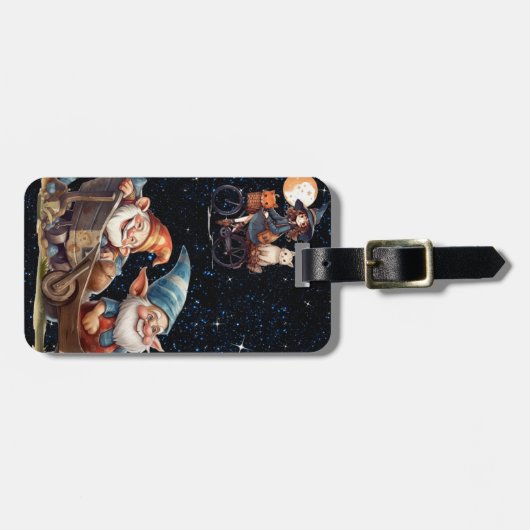 かわいい小さな魔女と幸せな格言ラゲッジタグ ラゲッジタグ (正面横)