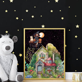 かわいい小さな魔女と猫とハッピーハウス ポスター