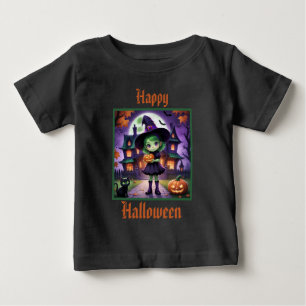 かわいい小さな魔女のハロウィン ベビーTシャツ