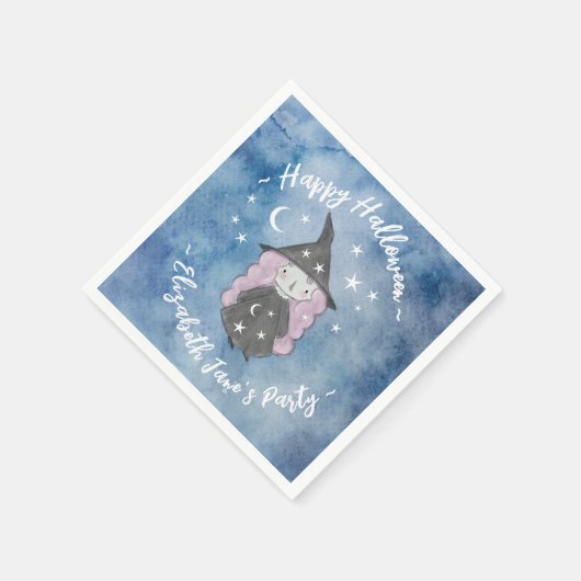 かわいい小さな魔女の子供たちのハローウィンパーティナプキ スタンダードカクテルナプキン (角)