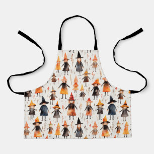 かわいい小さな魔女シームレスパターン。ハロウィン エプロン