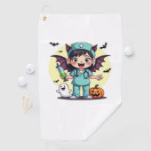 かわいい小さな魔女ナースハロウィンプレミアムTシャツ ゴルフタオル (インサイチュ)