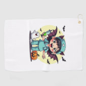 かわいい小さな魔女ナースハロウィンプレミアムTシャツ ゴルフタオル (横)