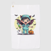 かわいい小さな魔女ナースハロウィンプレミアムTシャツ ゴルフタオル (正面)