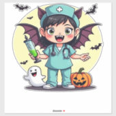 かわいい小さな魔女ナースハロウィンプレミアムTシャツ シール (シート)