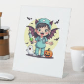 かわいい小さな魔女ナースハロウィンプレミアムTシャツ 台座サイン (インサイチュ)