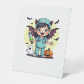 かわいい小さな魔女ナースハロウィンプレミアムTシャツ 台座サイン (正面)
