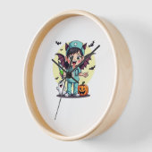 かわいい小さな魔女ナースハロウィンプレミアムTシャツ 壁時計 (傾斜)