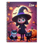 かわいい小さな魔女ネコとカボチャカスタムン ノートブック (正面)