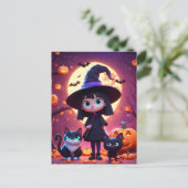 かわいい小さな魔女ネコとカボチャカスタムン ポストカード (スタンド正面)