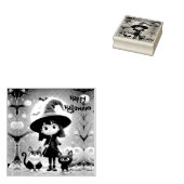 かわいい小さな魔女ネコとカボチャカスタムン ラバースタンプ (押印)