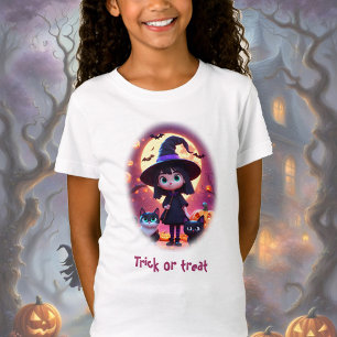 かわいい小さな魔女ネコとカボチャカスタムン Tシャツ