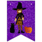 かわいい小さな魔女ハロウィーン バンティングフラッグ (第3の旗)