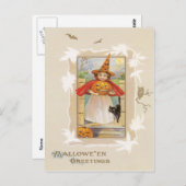 かわいい小さな魔女ヴィンテージはがき ポストカード (正面/裏面)