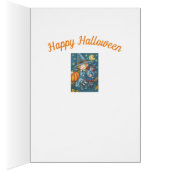 かわいい小さな魔女、ラグドール、ハッピーハローウィン詩 (内側 (右))