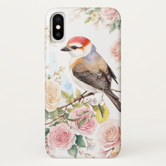 かわいい小さな鳥とカラフル花 Case-Mate iPhoneケース (裏面)