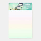 かわいい小さな鳥と白い花 ポストイット (正面)