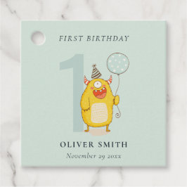 かわいい小さな黄色のアクアモンスタニーエイジ誕生日 フェイバータグ