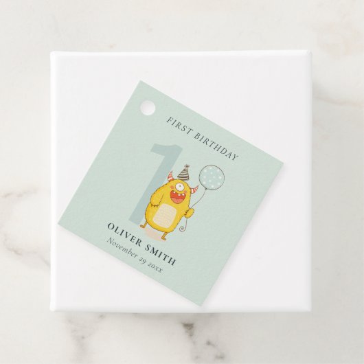 かわいい小さな黄色のアクアモンスタニーエイジ誕生日 フェイバータグ (インサイチュ)