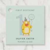 かわいい小さな黄色のアクアモンスタニーエイジ誕生日 フェイバータグ (正面)