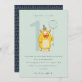 かわいい小さな黄色のアクアモンスター 誕生日お祝い サンキューカード (正面/裏面)