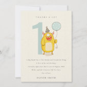 かわいい小さな黄色のアクアモンスター 誕生日お祝い サンキューカード (正面)