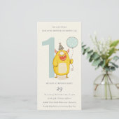 かわいい小さな黄色のモンスター任意の年齢誕生日招待状 サンキューカード (スタンド正面)