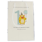 かわいい小さな黄色のモンスター任意の年齢誕生日 ミディアムペーパーバッグ (正面)