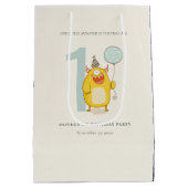 かわいい小さな黄色のモンスター任意の年齢誕生日 ミディアムペーパーバッグ (裏面)