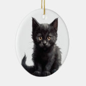 かわいい小さな黒い子猫 セラミックオーナメント (右)