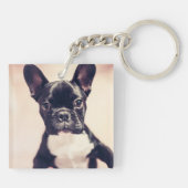 かわいい小さな黒と白の子犬 キーホルダー (裏面)
