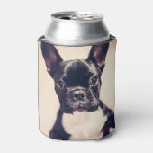 かわいい小さな黒と白の子犬 缶クーラー (缶正面)